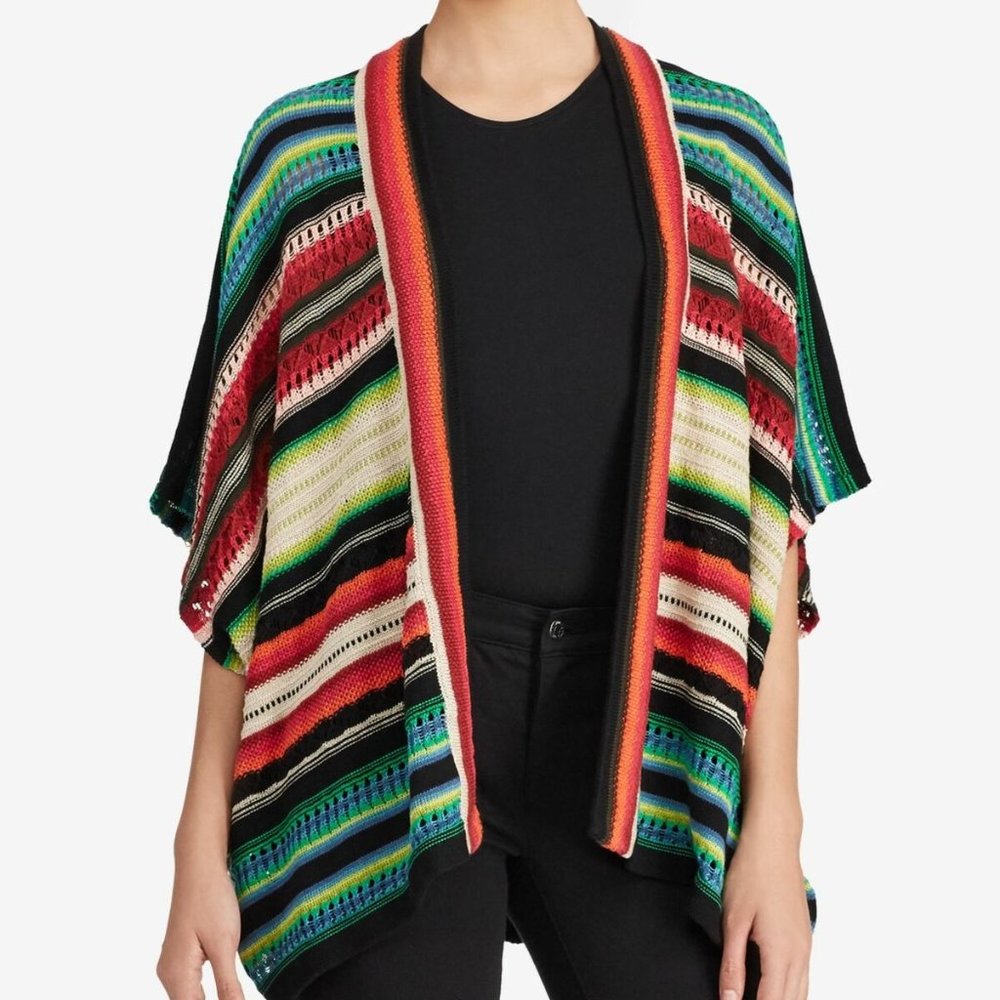 $135 RALPH LAUREN Womens New Black Striped Dolman
